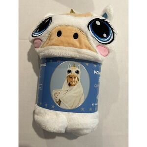 Unicorn Velvet Hooded‎ Blanket New Kids Plush Birthday Christmas 40 X 47.5 White